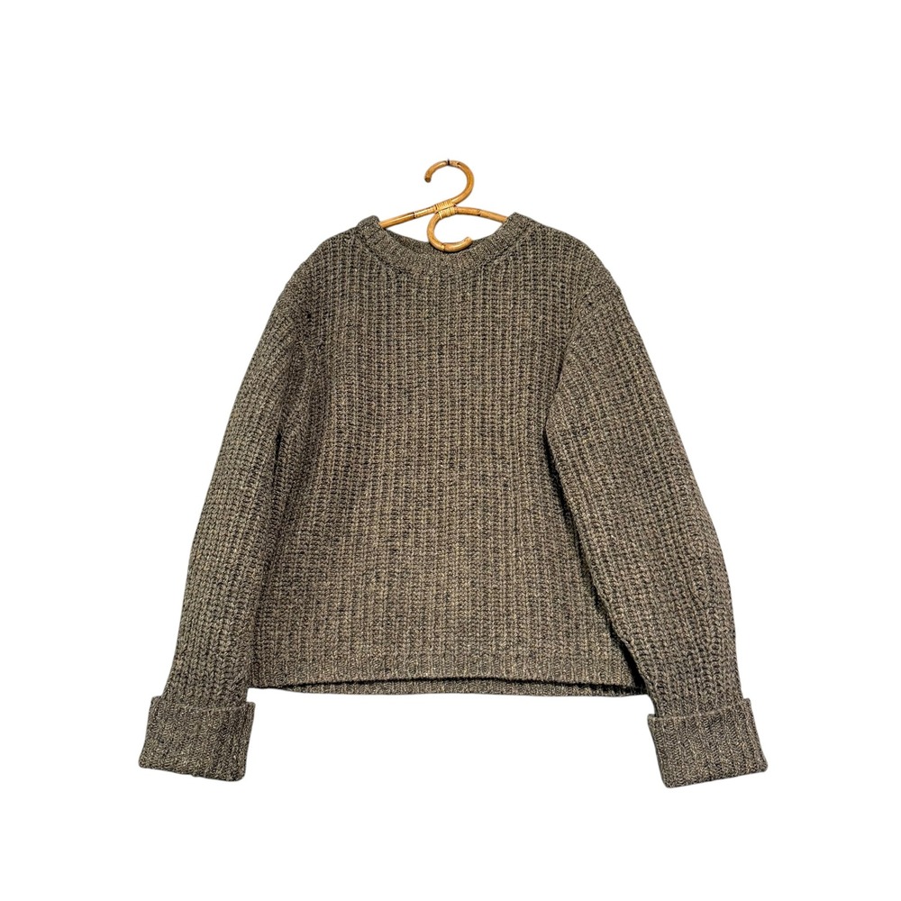 James Street Co | Chunky Lowe Sweater Brown Ribbed Knit XL Merino Wool Alpaca